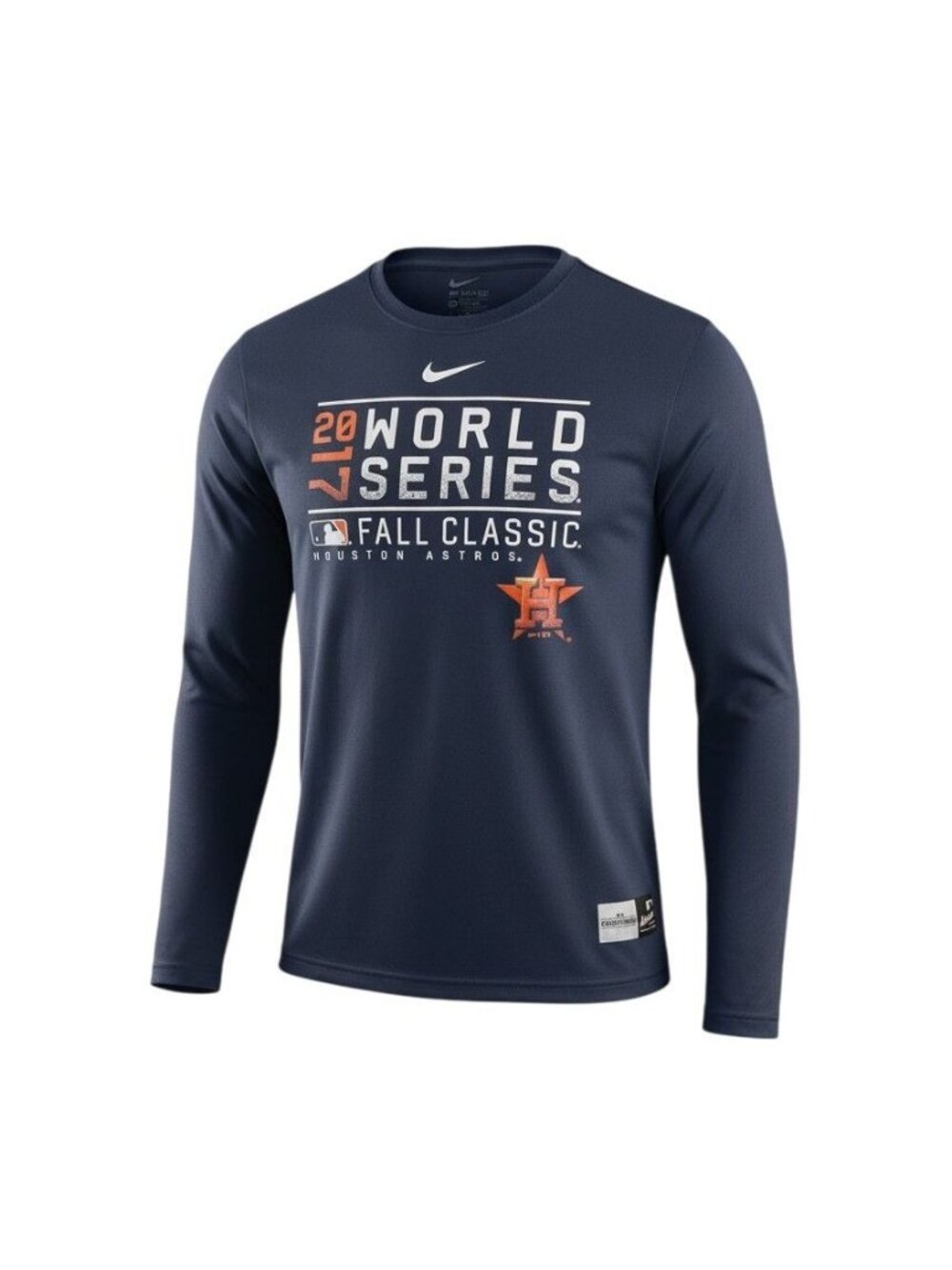 Nike Houston Astros 2017 World Series Fall Classic Long Sleeve Tee XL Navy Blue